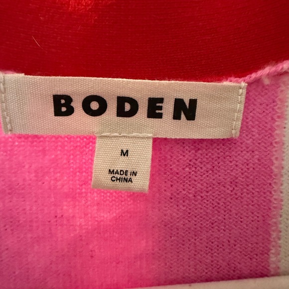 Boden Marianne Red Pink Union Jack 100% Cashmere V-Neck Cardigan Sweater Medium - Picture 3 of 10